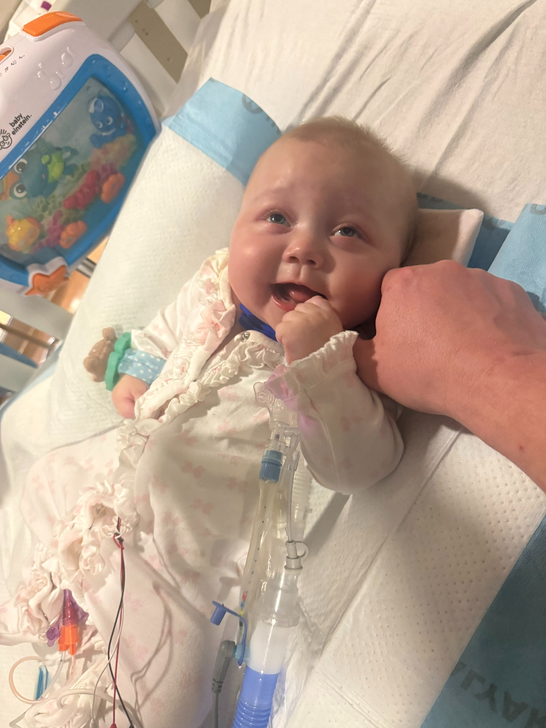 Iris smiling while in the hospital